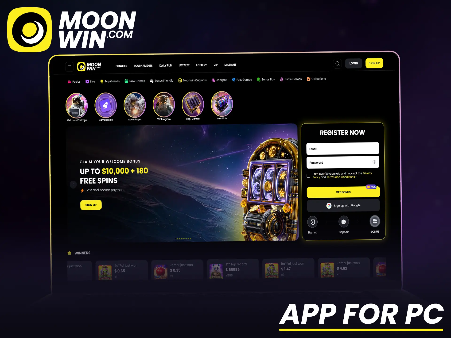 Install the Moonwin app on PC to enjoy smooth gameplay.