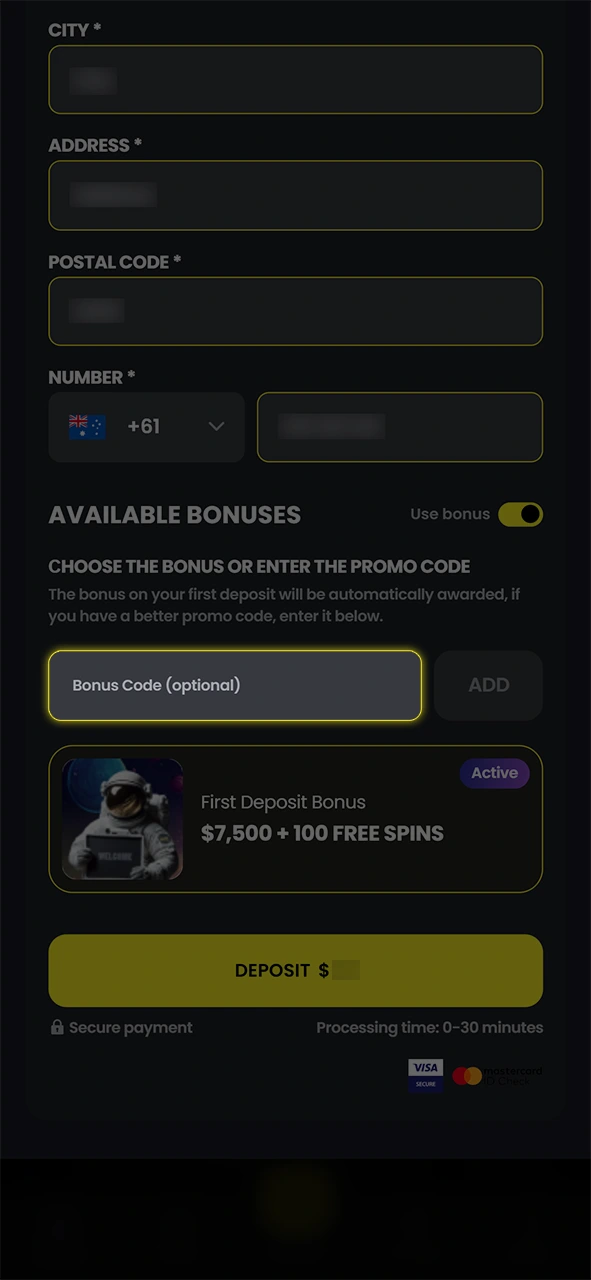 Enter the promo code to activate your Moonwin bonus now.
