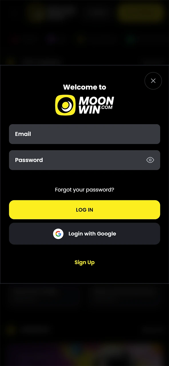 Log in or sign up to play real money games at Moonwin.