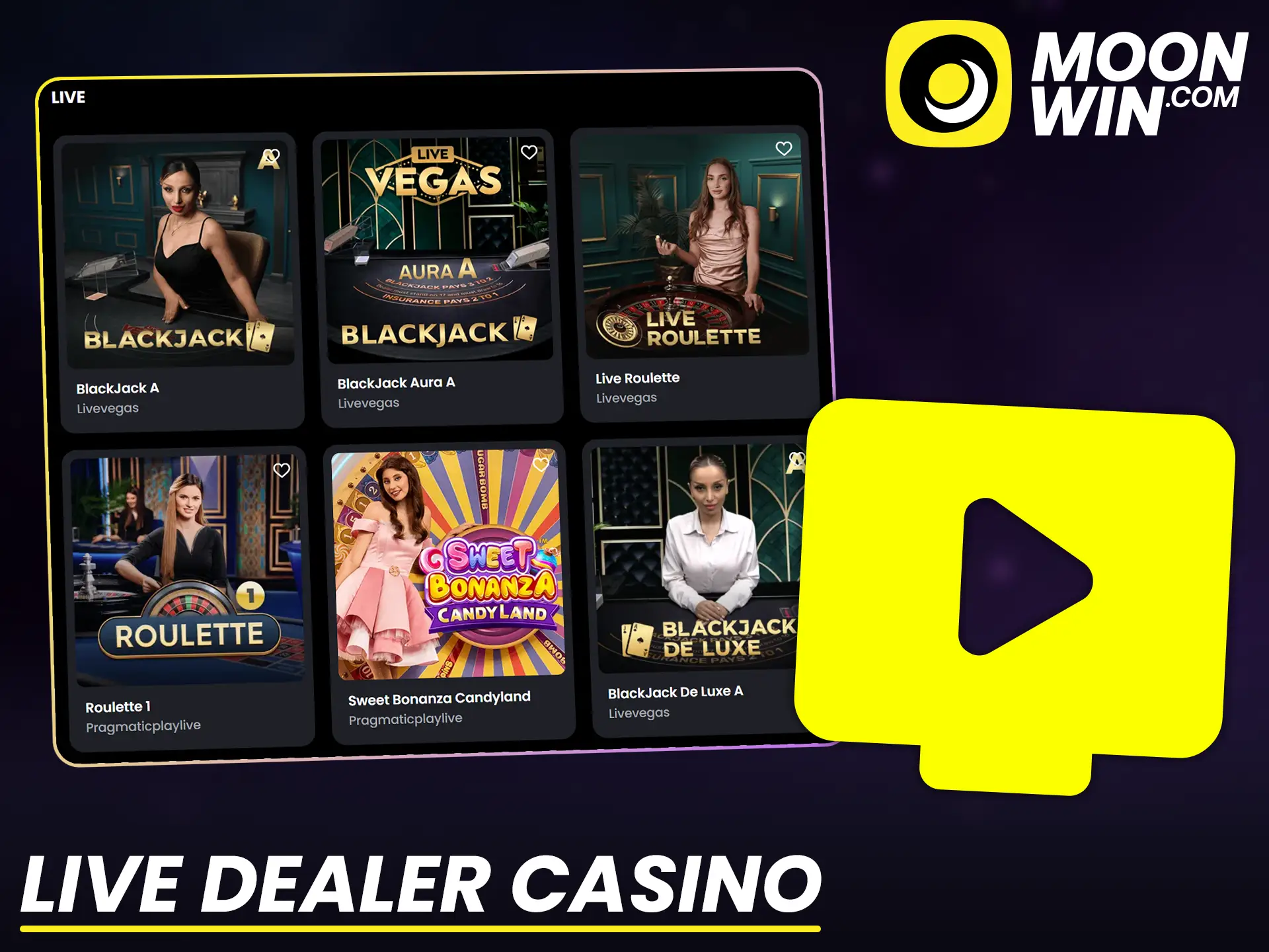 Play with real dealers at Moonwin live casino right now.