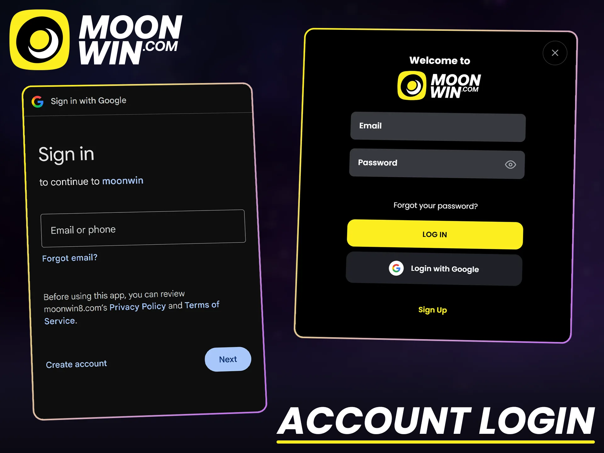 Sign in to your Moonwin online casino profile and play now.