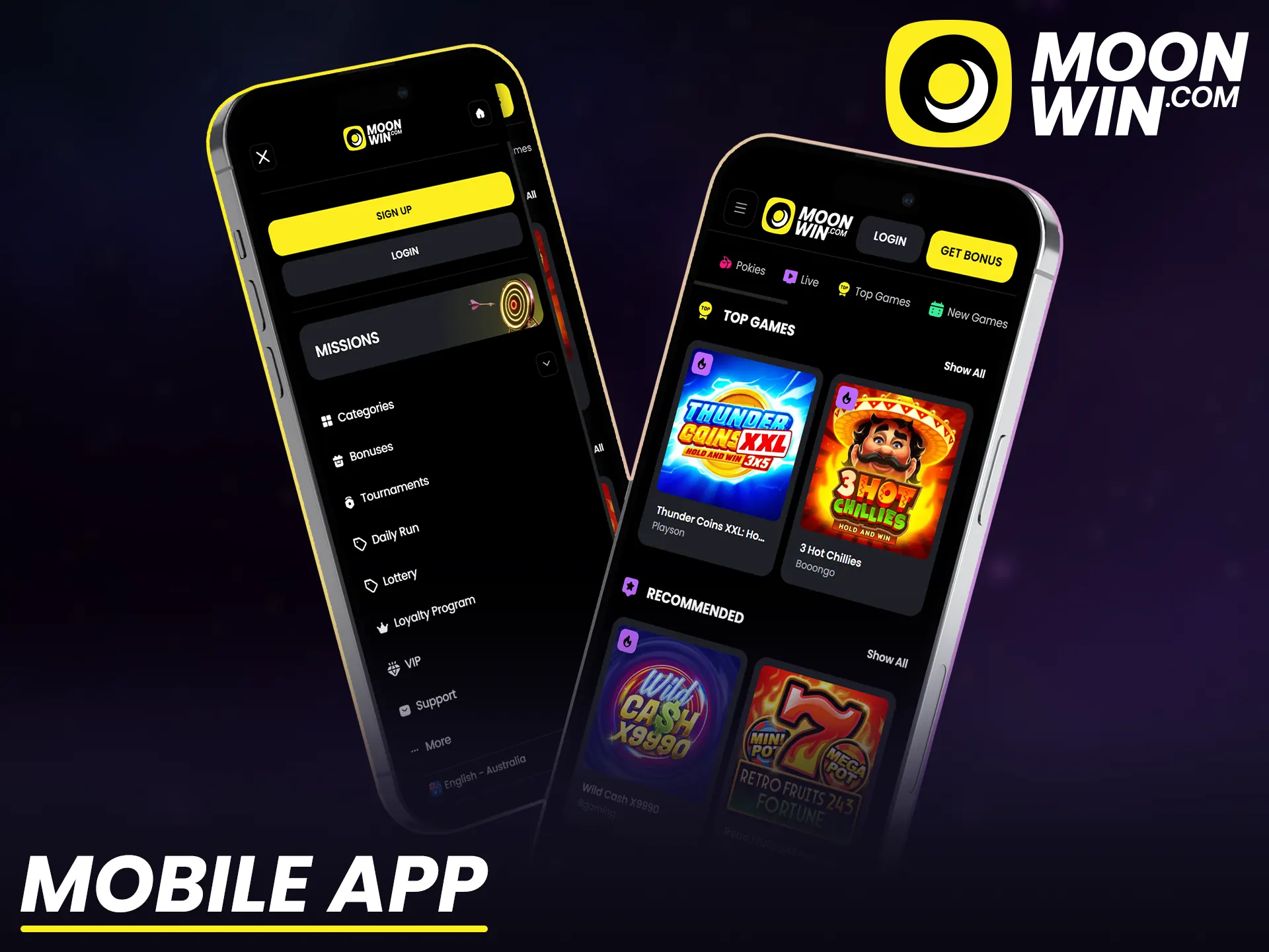 Download the mobile app to enjoy Moonwin casino games anywhere.