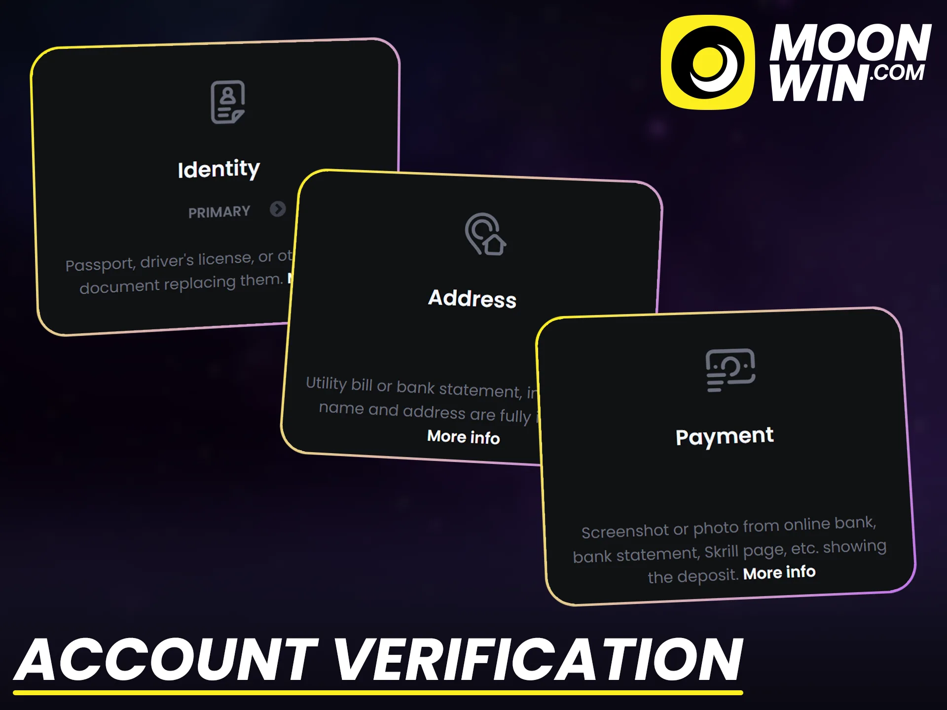Verify your Moonwin profile quickly to secure all casino payouts.