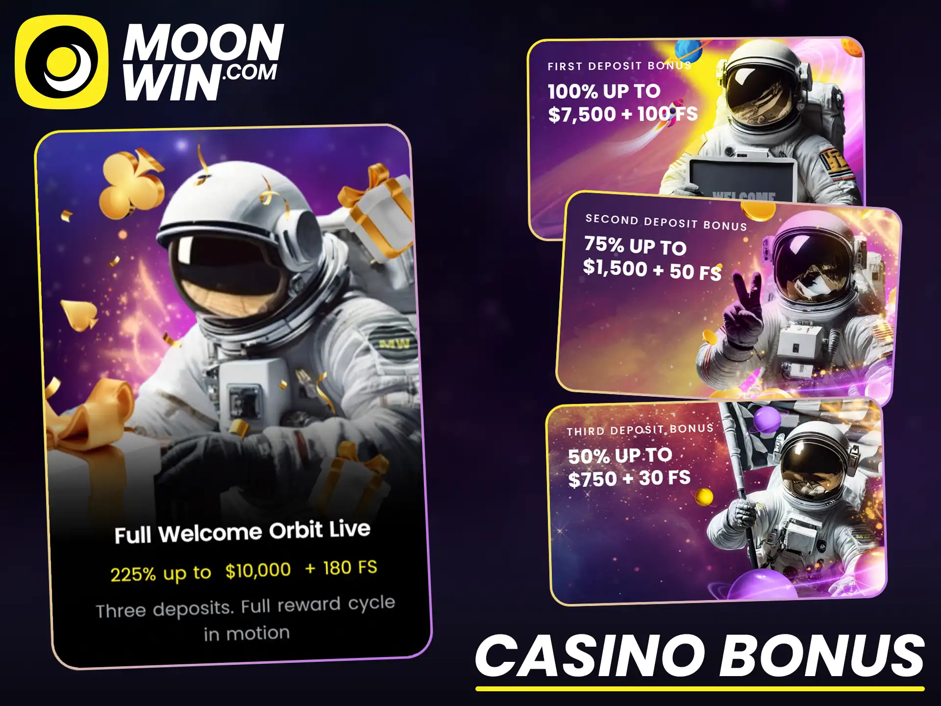 Claim special casino bonuses at Moonwin to play online slots now.