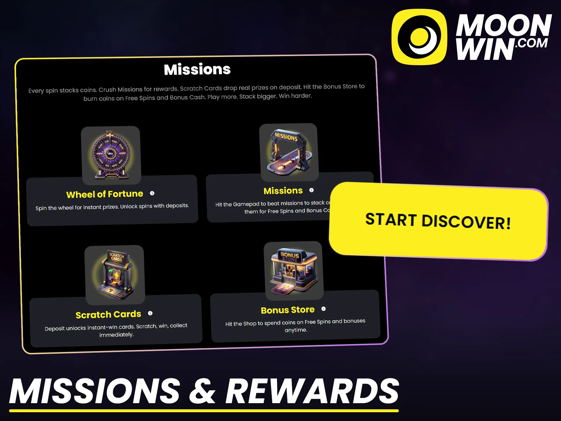 Complete daily missions at Moonwin to earn exclusive tournament rewards.